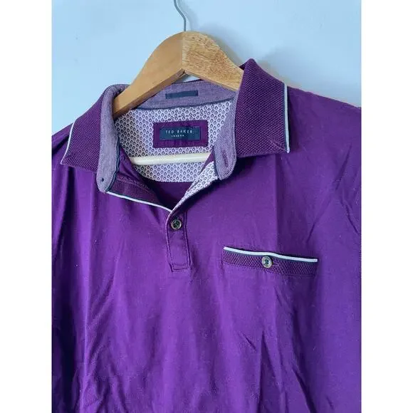 Ted Baker London Purple Classic Polo Shirt Breast Pocket Quiet Luxury - Picture 3 of 6